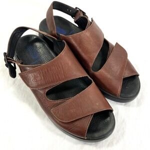 Wolky Brown Leather Slingback Sandals Women's Size EU 39 US Adjustable